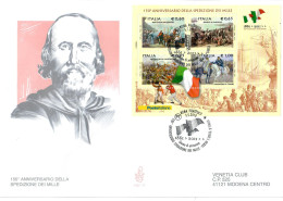 ITALIA 2010 FDC VENETIA CLUB BUSTONE N. 1587 150° ANNIVERSARIO SPEDIZIONE DEI MILLE - FDC