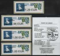 4 Atms, Nabanco, LETTRE Verte DD1.29/ Prio IP 1.96/ Au Choix AA 1.00/  DD 1.00€. 30/05/24. PASTEUR, PARIS PHILEX 2024. - 2010-... Abgebildete Automatenmarke