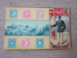 CPA ILLUSTREE ESPAGNE FACTEUR TIMBRES - Autres & Non Classés