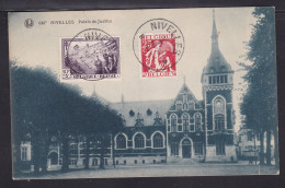 Belgium - 1933 PC Nivelles Palais De Justice Franked Charity Stamp - Lettres & Documents