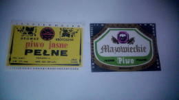 Pologne Lot  Etiquette De Bière  X2 Différentes Mazowieckie & Piwo Jasme Pelne  Brasserie  Piwo - Bière