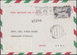 144 - Lettera Raccomandata Da Napoli Del 4 Aprile 1961 Diretta A Lima, Affrancata Con Visita Di Gronchi In Sud America L - Luchtpost