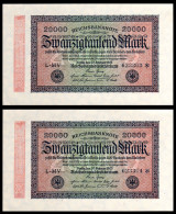 DEUTSCHLAND - ALLEMAGNE - 20000 Mark Reichsbanknote - 2 N° - 1923 - P85a - AUNC / Pr Neuf - 20.000 Mark