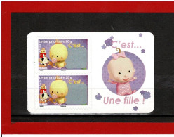 FRANCE - 2008-  ADHESIFS** -  N°163 Ou N°4184  - 2 TIMBRES - C'EST UNE FILLE  - Y & T - COTE 6.00 € - Ungebraucht