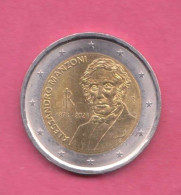 Italy, 2023- 2 Euro- Bimetallic Nickel Brass Clad Nickel Center In Copper-nickel Ring- Obverse Portrait Of Manzoni - Italien