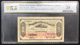 BRITISH NORTH BORNEO 1 DOLLAR 1936 In Slab PCGS 25 Very Fine LOTTO 4510 - Malaysia