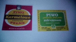 Pologne Lot  Etiquette De Bière  X2 Différentes Karmelowe & Zdrojowe  Brasserie  Piwo - Bière