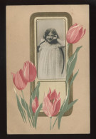 ENFANTS - FILLETTE - DECOR FLEUR ART NOUVEAU - CARTE GAUFFREE - Abbildungen