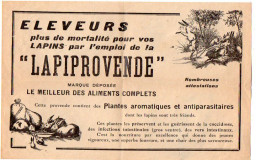VP23.158 - Document Publicitaire - Aliments Pour Vos Lapins ¨ LAPIPROVENDE ¨ - Advertising