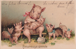 COCHON(CARTE GAUFREE) BONNE ANNEE - Pigs