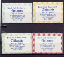 4 Dutch Matchbox Labels, 's-Gravenhage - Hotel Café Restaurant Atlantic, Eig. C. Smit, Holland Netherlands - Boites D'allumettes - Etiquettes