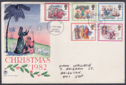 GB Great Britain 1982 Private FDC Christmas, Christianity, Christian, Nativity, Shepherd, Sheep, Tree, First Day Cover - Lettres & Documents