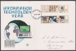 GB Great Britain 1982 Private FDC Information Technology, IT, Computer, Globe, Barcode, Library, Egyptian Script, Cover - Covers & Documents