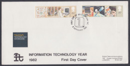 GB Great Britain 1982 Private FDC Information Technology, IT, Computer, Globe, Barcode, Library, Egyptian Script, Cover - Covers & Documents