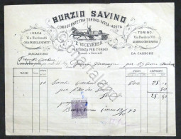 Pubblicità Fattura - Burzio Savino - Conducente Tra Torino Ivrea Aosta - 1893 - Unclassified