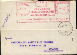 X0928 Italia, Red Meter Freistempel Ema, Salemarasino Brescia 1943 Industrie Tessili Bresciane - Machines à Affranchir (EMA)