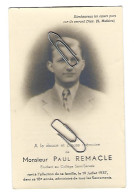 PAUL REMACLE ETUDIANT COLLEGE SAINT-SERVAIS + LIEGE 1937 18 ANS MESSE ANNIVERSAIRE EN L'EGLISE SAINTE-MARGUERITE LIEGE - Images Religieuses