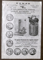 Pubblicità Brochure - Pompe G. Chiappa - Impianti Automatici Acqua - 1930 Ca. - Advertising