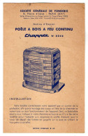 VP23.159 - Document Publicitaire - Sté Générale De Fonderie à PARIS - Poêle à Bois à Feu Continu ¨ CHAPPEE ¨ - Publicités