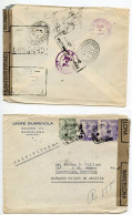 Spain 1945 Registered Cover; Barcelona To Watervliet, New York; 20c. & 40c. Franco Stamps; Censor Tape & Handstamps - Brieven En Documenten