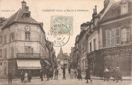 CLERMONT (60) Rue De La République En 1908 (Belle Animation) - Clermont