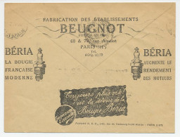 Postal Cheque Cover France 1935 Spark Plugs - Beria - Beugnot - Electricité