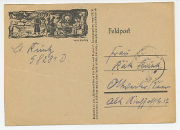 Fieldpost Postcard Germany 1944 Book - Read - Writing - WWII - Unclassified