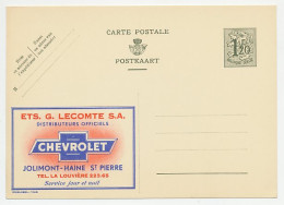 Publibel - Postal Stationery Belgium 1952 Car - Chevrolet  - Voitures