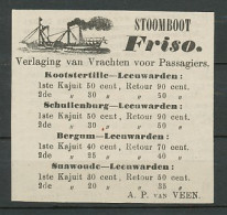 Advertentie 1870 Stoomboot O.a. Bergum - Leeuwarden - Lettres & Documents