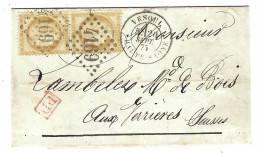 20 SEPT. 1875 - Lettre De VESOUL / HAUTE SAONE Cad  T18   Affr. Paire N° 55  Oblit. G C 4169 - 1849-1876: Classic Period