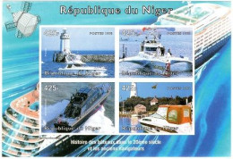 Niger 1998, Lighthouses And Boats, 4val In BF IMPERFORATED - Vuurtorens