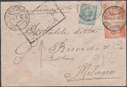 199 - Lettera Da Valona Del 05.07.1917 Per Milano, Affrancata Con Con Una Coppia Orizzontale V. Emanuele II 20 + 5 C. Le - Albanië