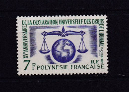 POLYNESIE 1963 TIMBRE N°25 NEUF AVEC CHARNIERE DROITS DE L'HOMME - Ongebruikt