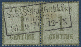 ALSACE LORRAINE N°1 Paire Oblitérée Cachet Rectangulaire Non Feldpost " STRASSBURG I.ELSS BAHNHOF "du 16 SEPT 1871 SUP ! - Autres & Non Classés