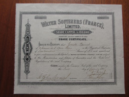 WATER SOFTENERS ( FRANCE ) - TITRE DE 100 ACTIONS DE  1 £ - 1911 - Autres & Non Classés