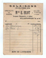 VP23.160 - 193? - Petite Facture - Charcuterie Fine - Maison E. BLOT à VILLEPARISIS - Lebensmittel