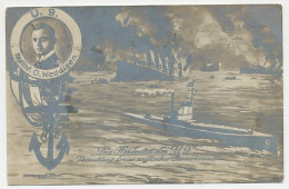 Picture Postcard Germany 1914 Card Submarine U9 - British Cruisers Cressy - Hogue - Aboukir  - 1. Weltkrieg