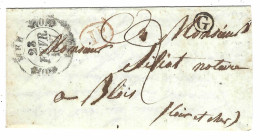 1837 - Lettre De MER ( Loir Et Cher ) Cad T11 - Taxe 2 D  + G  Boite Rurale De La Chapelle St Martin - 1801-1848: Précurseurs XIX