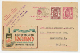 Publibel - Postal Stationery Belgium 1946 Liquor - Distillery Remo - Vins & Alcools