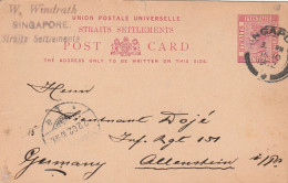 Malacca Singapour Entier Postal Pour L'Allemagne 1902 - Asia (Other)