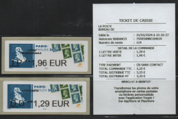 2 Atms, Nabanco, LETTRE Verte DD1.29/lettre Prioritaire IP 1.96. Reçu Du 31/05/24. PASTEUR, PARIS PHILEX 2024. - 2010-... Abgebildete Automatenmarke