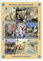 Niger 1998, Rotary, Owl, Tiger, Lions, Birds, 9val In BF - Kraanvogels En Kraanvogelachtigen