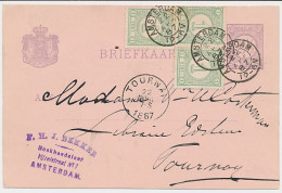 Briefkaart G. 23 / Bijfrankering Amsterdam -Belgie 1887 - Ganzsachen