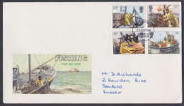 GB Great Britain 1981 Private FDC Fish, Fishing, Fishes, Boat, Fisherman, First Day Cover - Lettres & Documents