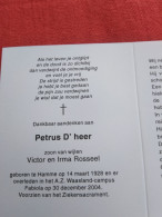 Doodsprentje Petrus D'Heer / Hamme 14/3/1928 - 30/12/2004 ( Z.v. Victor D'Heer En Irma Rosseel ) - Religion & Esotérisme