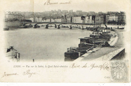 107 1c. Gris Type Blanc Sur Carte Postale De Lyon Vue Sur La Saône Le Quai Saint Antoine Tarif Imprimé De 1903 - Covers & Documents