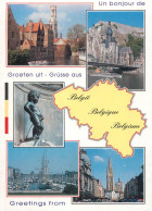 Greetings From Belgium Map And Multi Views Postcard - Other & Unclassified