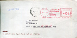 X0940 Italia, Red Meter Freistempel Ema, Venezia 1980 Consiglio Regionale Del Veneto - Maschinenstempel (EMA)