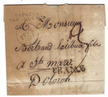 1828 - Lettre De SARAGOZA   Pour Ste Marie D'Oléron  FRANCO   + ESPAGNE / PAR OLERON - ...-1850 Vorphilatelie