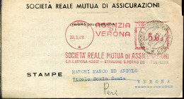 X0942 Italia, Red Meter Freistempel Ema, Verona 1949 Agenzia Di Verona Società Reale Mutua - Franking Machines (EMA)